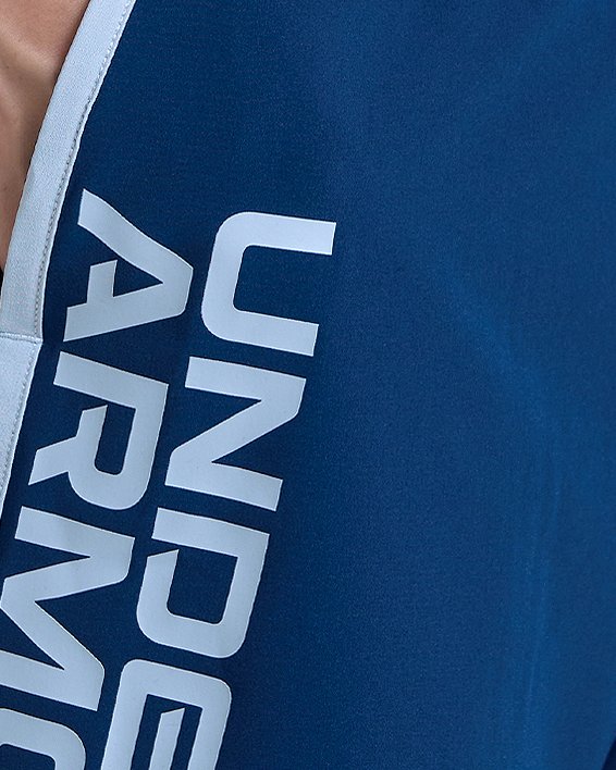 Men's UA Qualifier 5" Wordmark Shorts in Blue image number 3