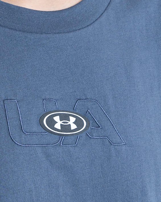 女士UA Branded Logo Crop短袖T恤 in Gray image number 3