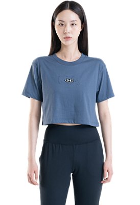 여성 UA 브랜디드 로고 크롭 반팔