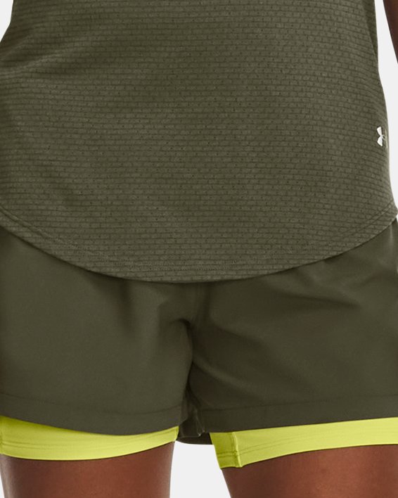 Women's UA Run Stamina 2-in-1 Shorts in Green image number 2