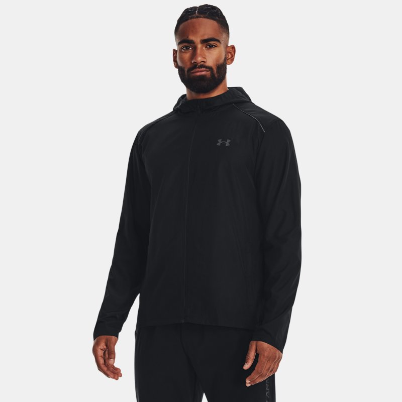 Image of Under Armour Men's Under Armour Launch Hooded Jacket Black / Jet Gray / Reflective L