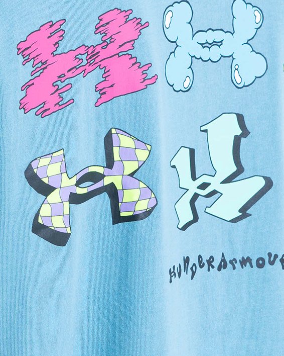 男士UA Checkered Heavyweight短袖T恤 in Blue image number 4
