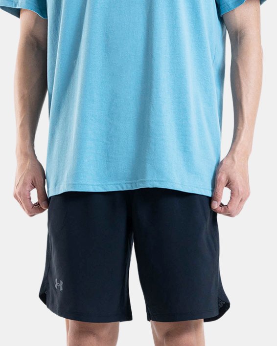 男士UA Checkered Heavyweight短袖T恤 in Blue image number 2