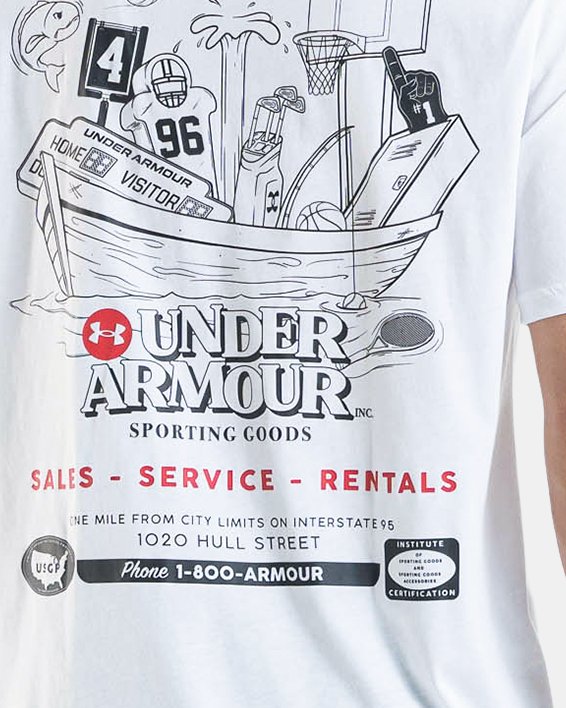 男士UA Sporting Goods短袖T恤 in White image number 1