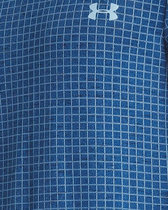 男士UA Seamless Grid短袖T恤 in Blue image number 0