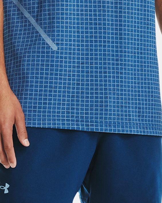 男士UA Seamless Grid短袖T恤 in Blue image number 2
