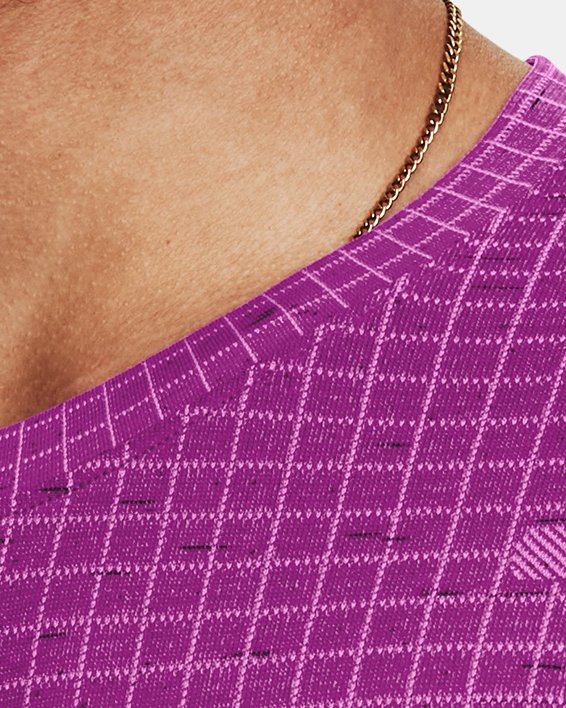 Men's UA Seamless Grid Short Sleeve in Purple image number 3