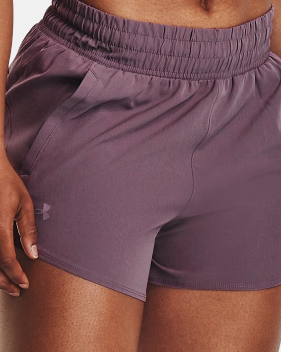 女士UA Flex Woven 3英寸短褲 in Purple image number 2