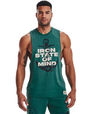 Playera sin mangas Project Rock Iron Muscle para hombre, Green, pdpMainDesktop image number 0