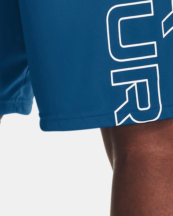 กางเกงขาสั้น UA Tech™ Wordmark Graphic สำหรับผู้ชาย in Blue image number 1
