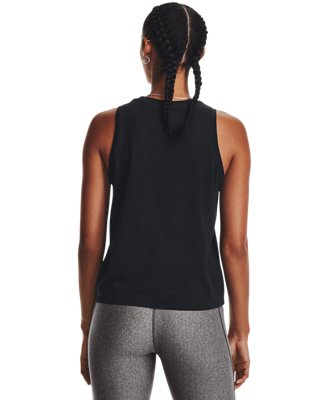 Women's UA Essential Cotton Stretch Tank, Black, pdpMainDesktop image number 1