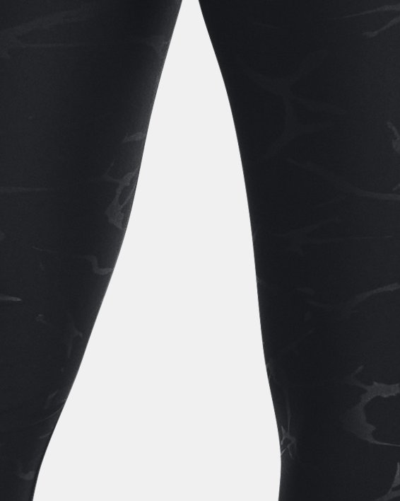 Women's HeatGear® No-Slip Waistband Emboss Leggings in Black image number 1
