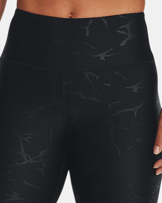 Women's HeatGear® No-Slip Waistband Emboss Leggings in Black image number 2