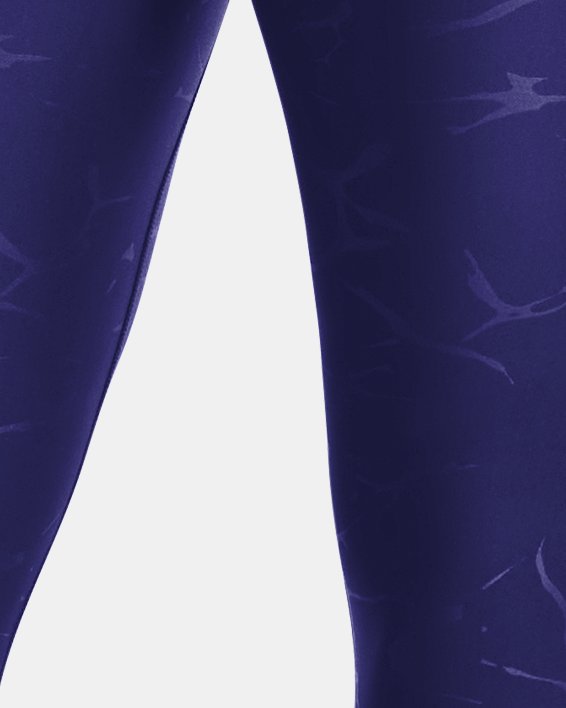 Women's HeatGear® No-Slip Waistband Emboss Leggings in Blue image number 1