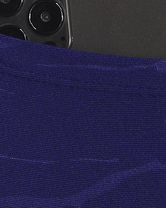女士HeatGear® No-Slip Waistband Emboss九分褲 in Blue image number 3