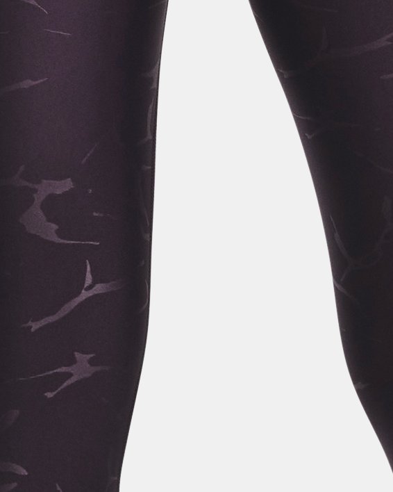 Women's HeatGear® No-Slip Waistband Emboss Leggings in Purple image number 1