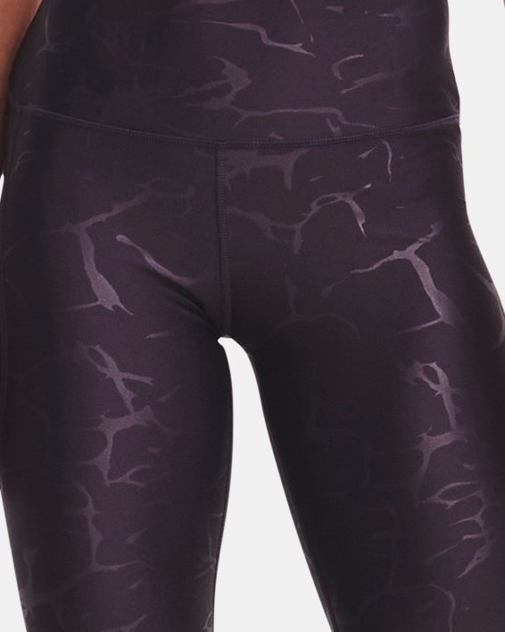Women's HeatGear® No-Slip Waistband Emboss Leggings in Purple image number 2