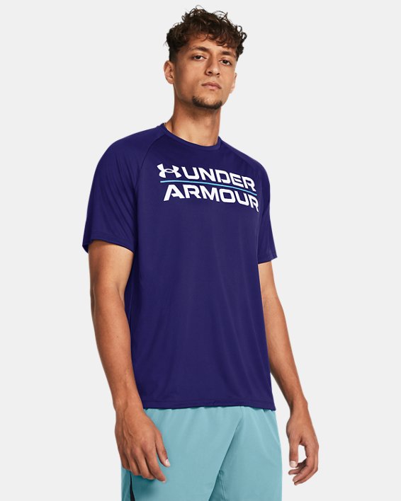 T-shirt à col rond avec motifs UA Velocity pour hommes