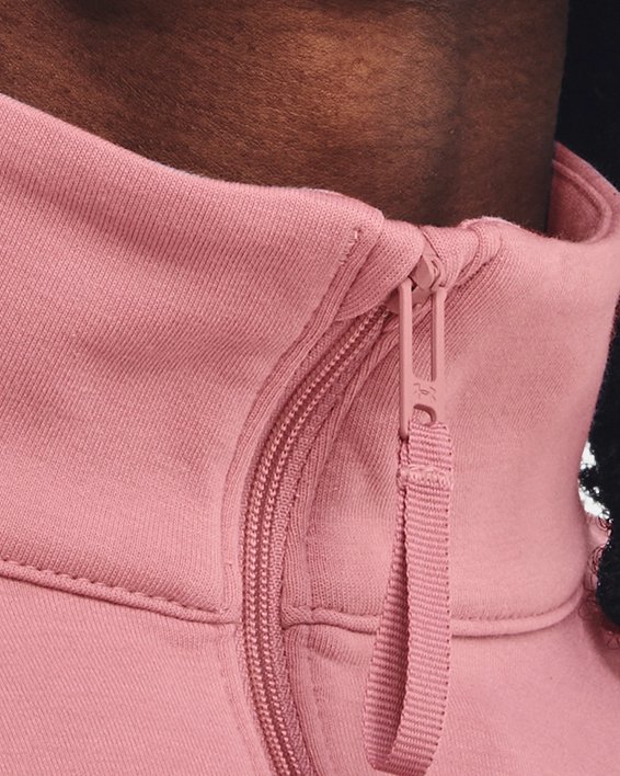 Unisex UA Summit Knit ½ Zip in Pink image number 5