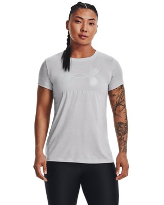 Playera UA Tech&trade; Twist Big Logo Gel para mujer, Gray, pdpMainDesktop image number 0