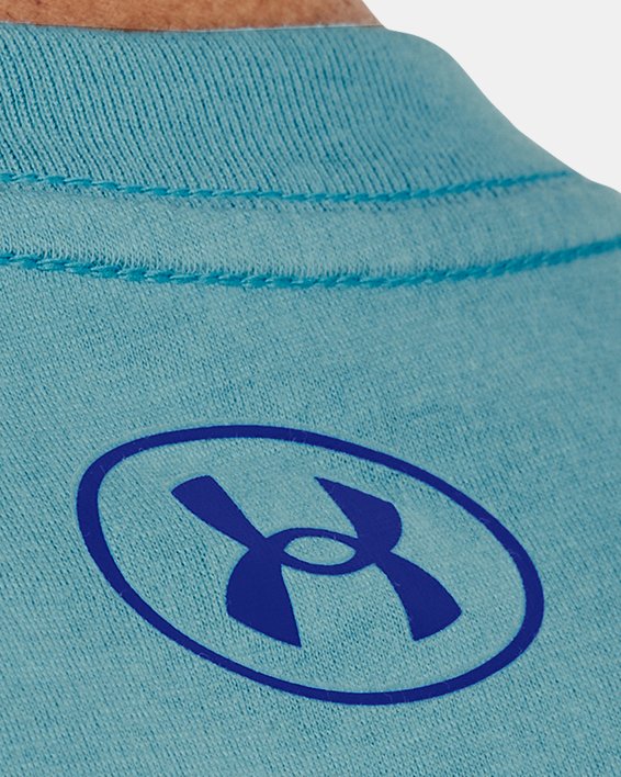 Boys' Project Rock Rival Fleece Iron Paradise Hoodie in Blue image number 3