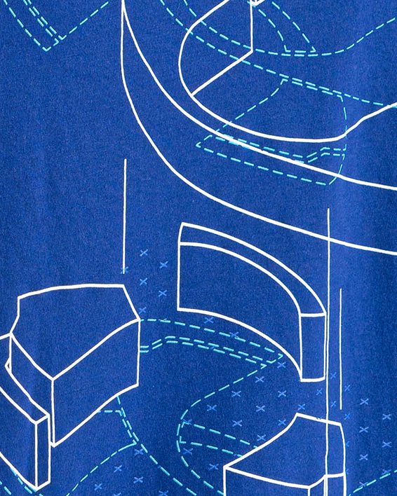 男士UA Schematic Logo短袖T恤 in Blue image number 5