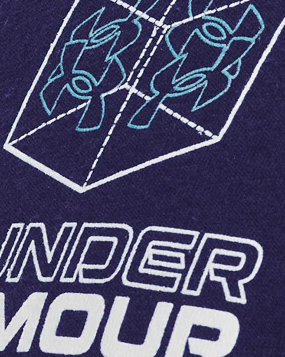 男士UA Schematic Logo短袖T恤 in Blue image number 6