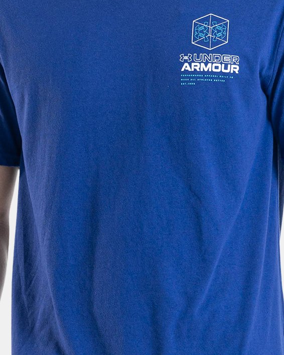 Men's UA Schematic Logo Short Sleeve in Blue image number 0