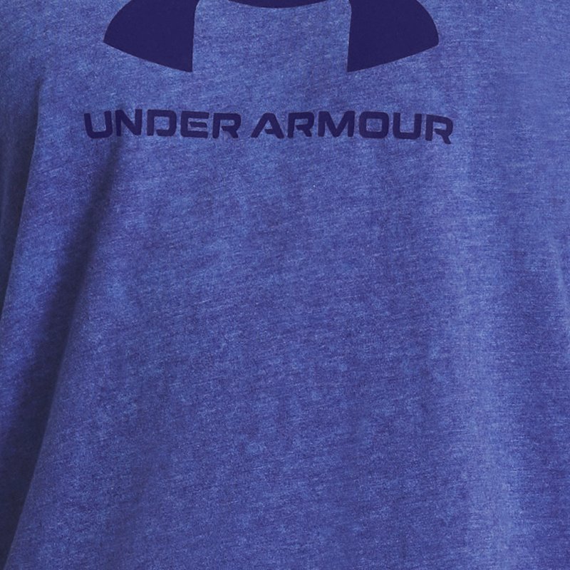 Men's  Under Armour  Wash Tonal Sportstyle Short Sleeve Sonar Blue Medium Heather / Sonar Blue XS