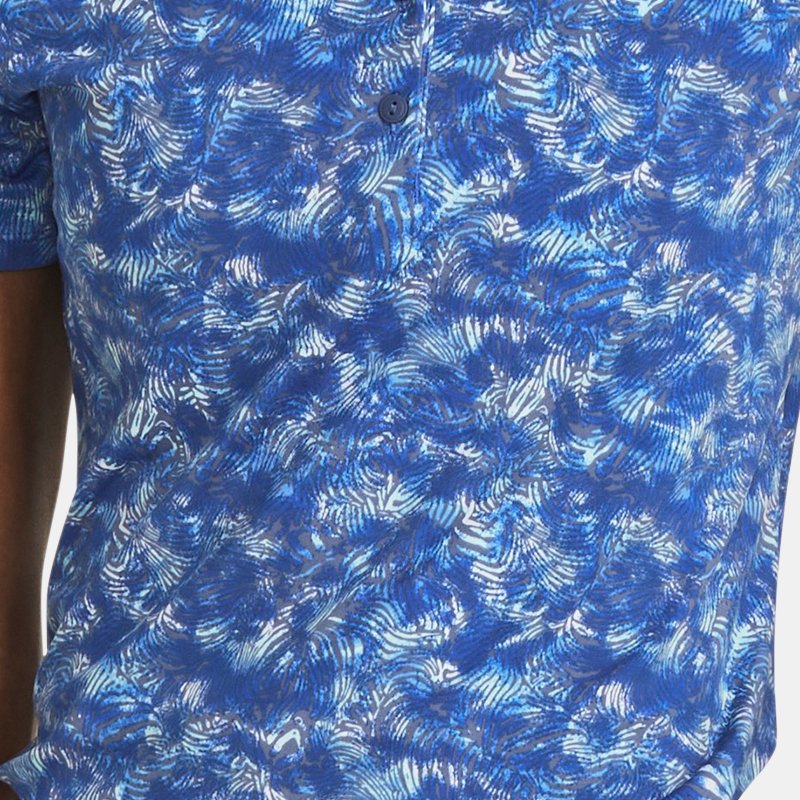 Damespolo Under Armour Playoff Printed Hushed Blauw / Water / Metalen Zilver L