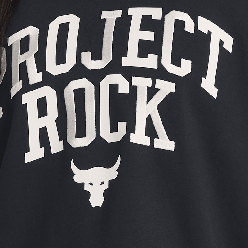 Under Armour Project Rock Heavyweight Campus T-Shirt für Damen Schwarz / Weiß Clay L