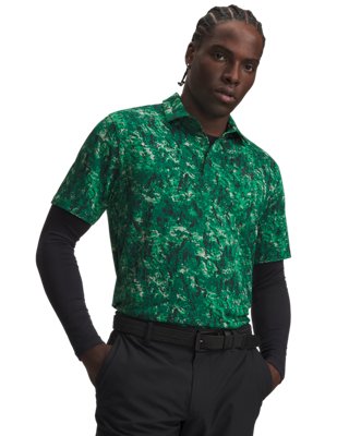 Under Armour Men's Green Playoff 3.0 Printed Polo Campus Ivy / Black L