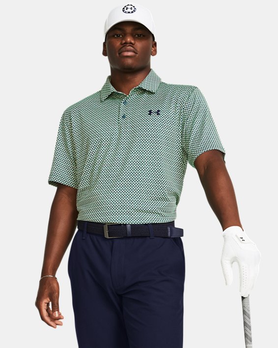 Under Armour Playoff 3.0 Printed Golf Polo Shirt - Grey/Green Under Armour Playoff 3.0 Printed Golf Polo Shirt - Grey/Green
