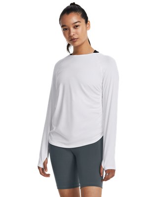 (取寄) アンダーアーマー レディース モーション ロング スリーブ ロングライン クルー Under Armour women Motion Long Sleeve Longline Crew White/Black 取寄) アンダーアーマー レディース モーション ロング スリーブ