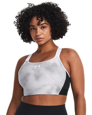 Bra deportivo de sujeci&oacute;n alta con estampado HeatGear Armour&reg; para mujer, Black, pdpMainDesktop image number 3