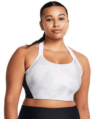 Bra deportivo de sujeci&oacute;n alta con estampado HeatGear Armour&reg; para mujer, Black, pdpMainDesktop image number 4