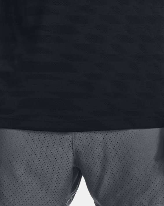 男士UA Seamless Ripple短袖T恤 in Black image number 2