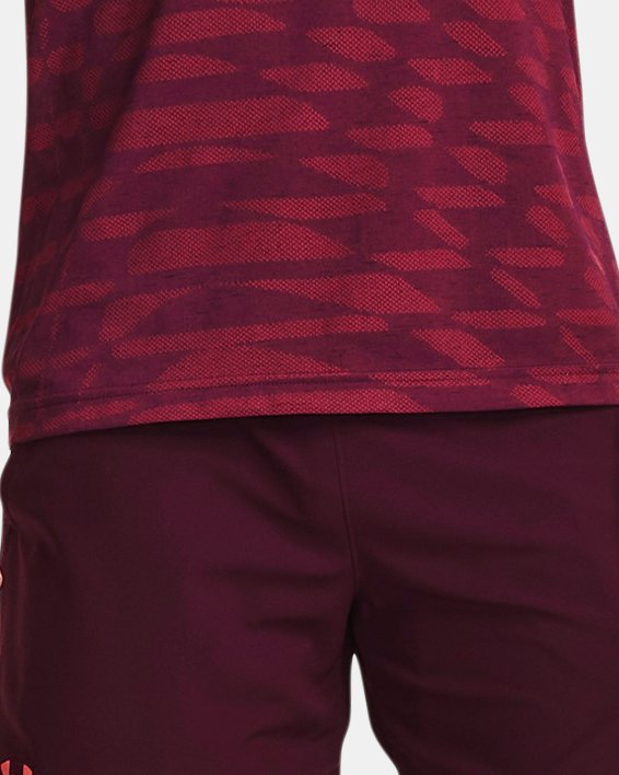 Men's UA Seamless Ripple Short Sleeve, Maroon, pdpMainDesktop image number 3
