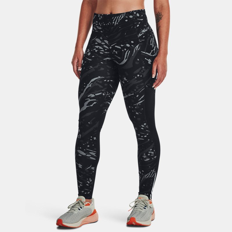 women's under armour run like a... tights gravel / jet gray / reflective xs