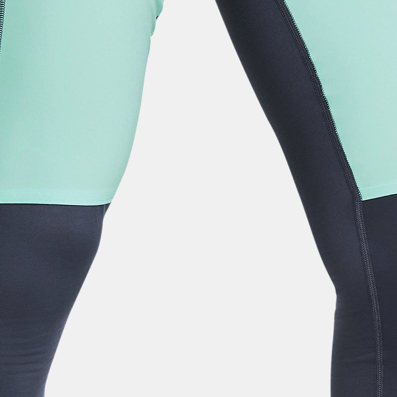 Women's  Under Armour  Q Under Armour lifier Cold Tights Downpour Gray / Neo Turquoise / Reflective XS