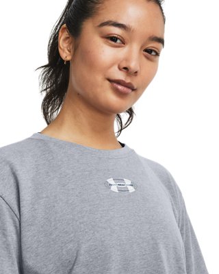 Playera manga corta UA Crest Heavyweight para mujer, Gray, pdpMainDesktop image number 3