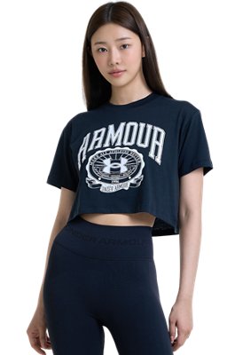 여성 UA 컬리지에이트 크롭 반팔