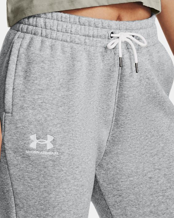 Women's UA Essential Fleece Tapered Pants in Gray image number 2