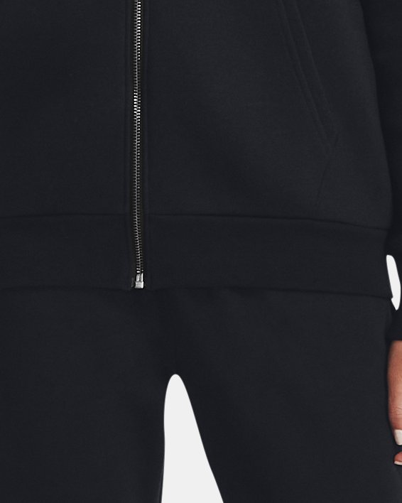 Women's UA Essential Fleece Full-Zip in Black image number 2