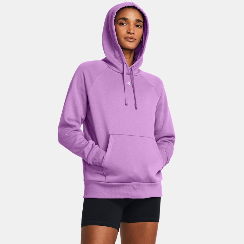 women's under armour rival fleece hoodie provence purple / purple ace m