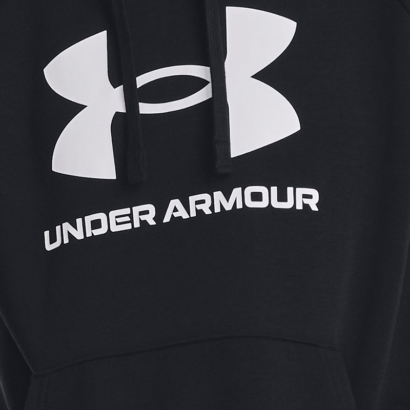 Under Armour Rival Fleece-Hoodie mit großem Logo für Damen Schwarz / Weiß XXL