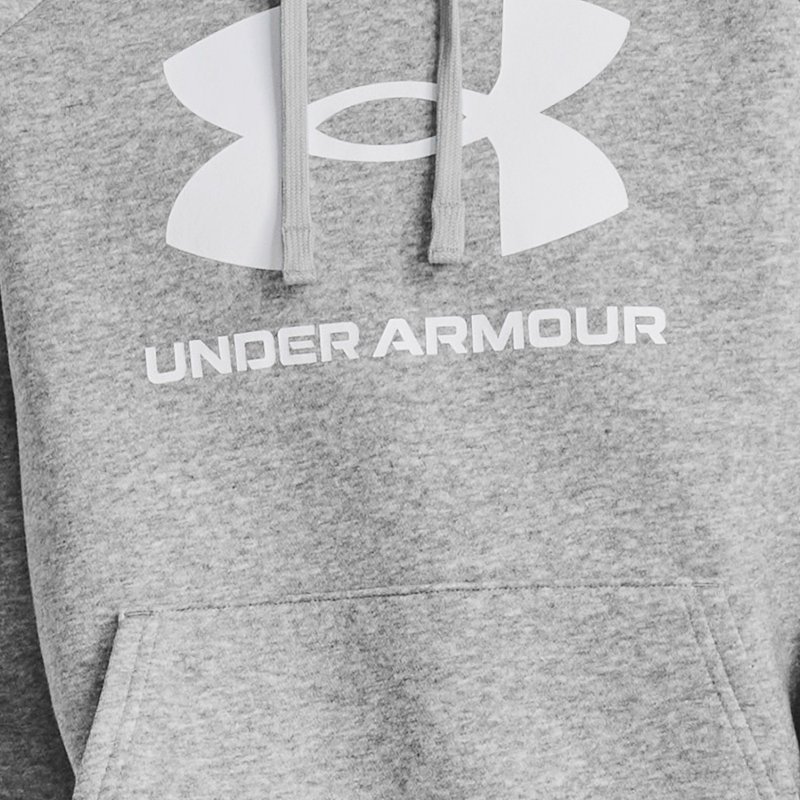 Women's Under Armour Rival Fleece Big Logo Hoodie Mod Gray Light Heather / White L