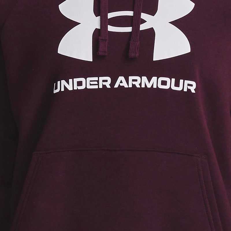 Under Armour Rival Fleece-Hoodie mit großem Logo für Damen dunkles Kastanienbraun / Weiß XS
