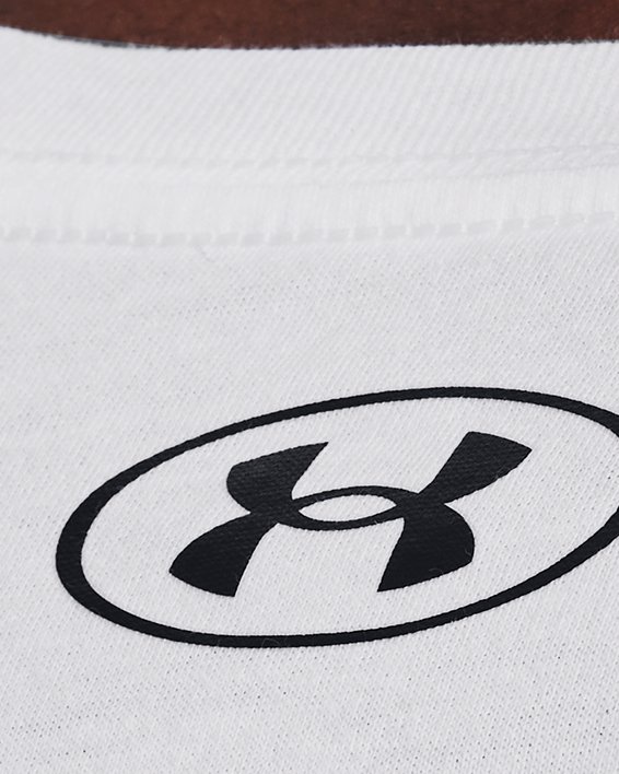 Men's UA Collegiate Crest Short Sleeve in White image number 3