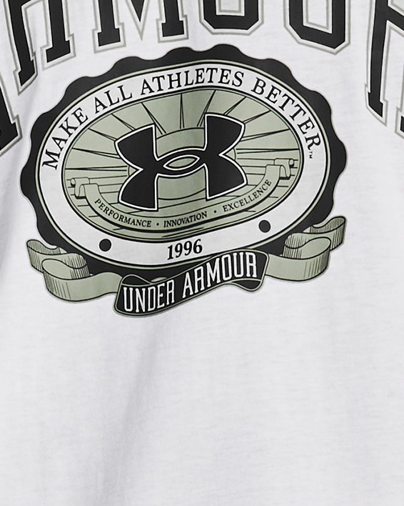 男士UA Collegiate Crest短袖T恤 in White image number 0
